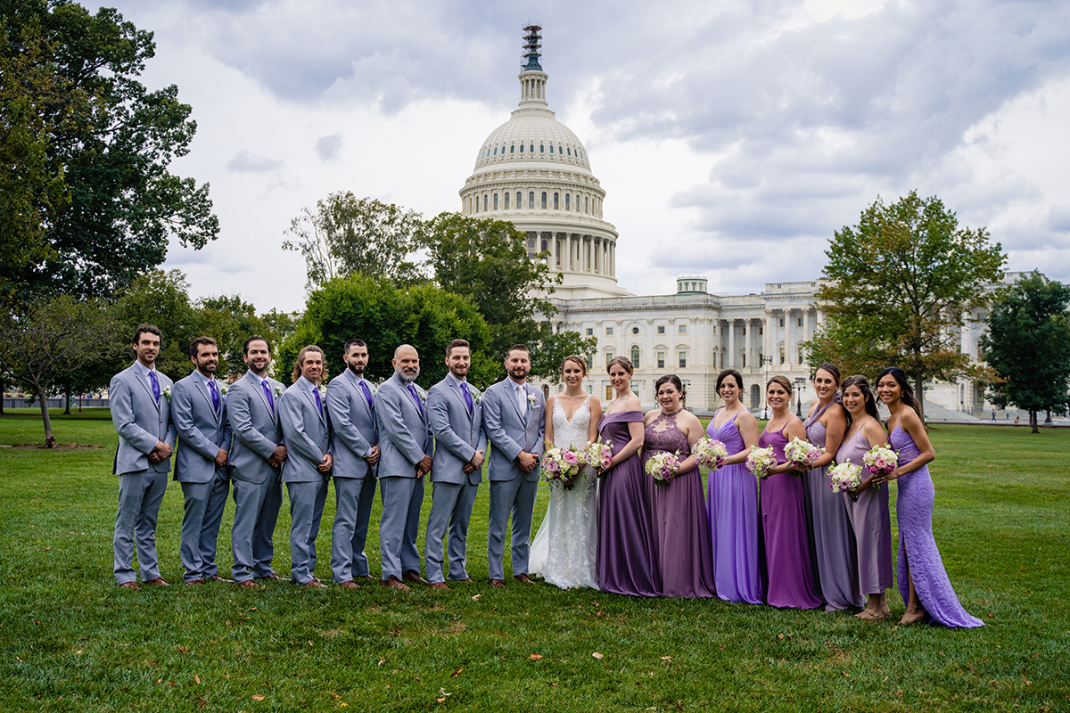 Wedding party photos in front of the US Capitol in Washington DC by Potok's World Photography