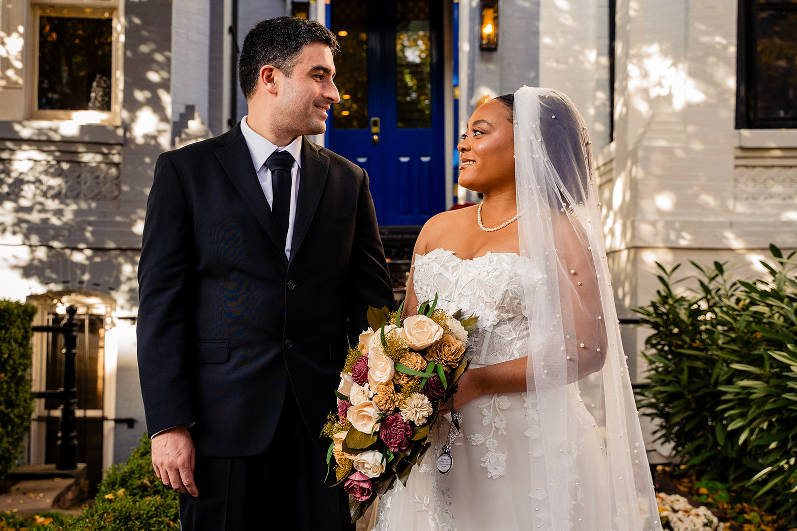 First look in Georgetown before Fathom Gallery wedding ceremony in Washington DC by Potok's World Photography