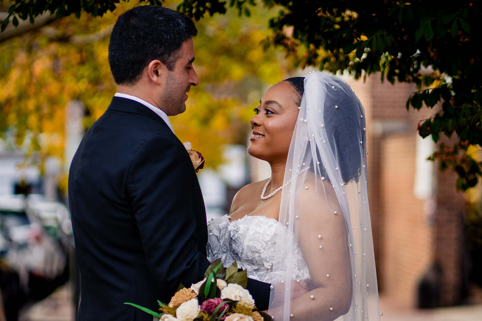 Bride and groom fall portraits in Georgetown DC by Potok's World Photography